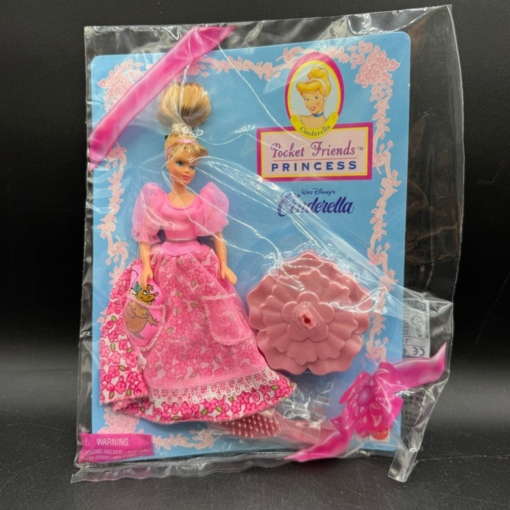 Vintage 1997 Mattel Disney Cinderella Pocket Friends Princess Doll Kids OS Pink